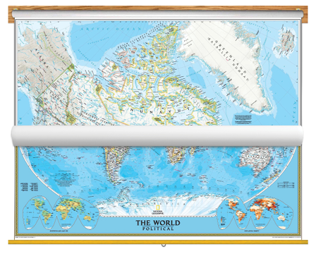 Picture of Natgeo ng-canada-world-bundle Canada & World Maps - Classroom Pull Down - 2 Map Bundle