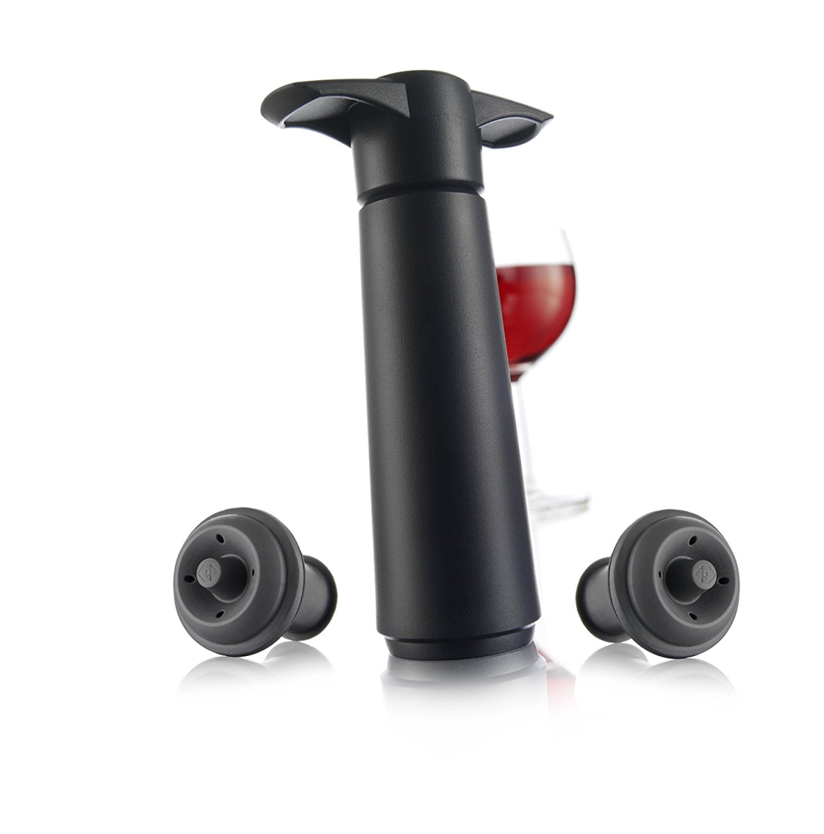 Picture of Vacu Vin 9814606 Wine Saver Giftpack, Black - 1 Pump & 2 Stoppers