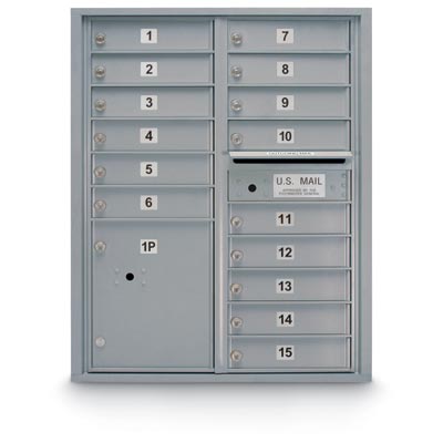 15 Door Standard 4C Front Laoding Mailbox - Sandstone