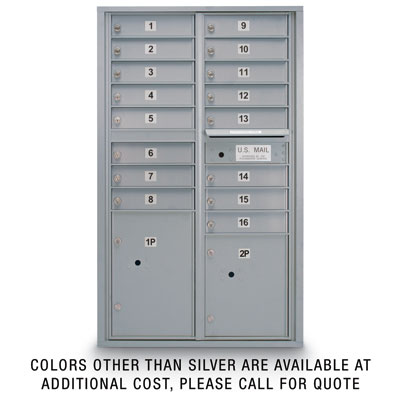 16 Door Standard 4C Mailbox with 2 Parcel Lockers - Bronze
