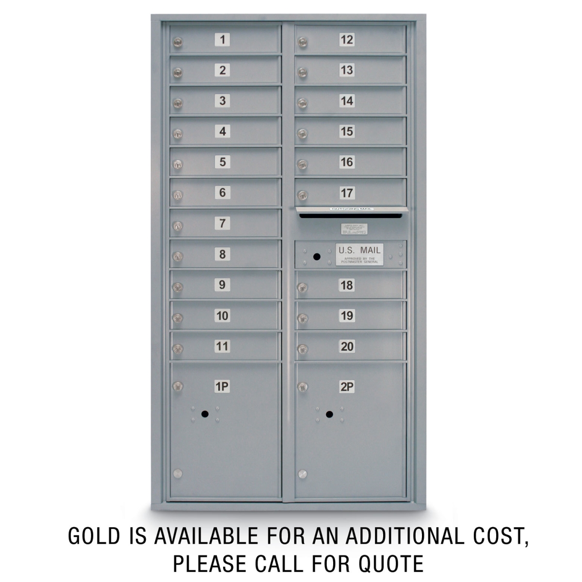 N1029415BRNZ 20 Door Standard 4C Mailbox with 2 Parcel Lockers - Bronze