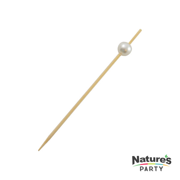 Picture of Natures Party 8NPBBIJ9-nparty014 3.5 in. Bamboo Skewer with Pearl Bead - 25 Count