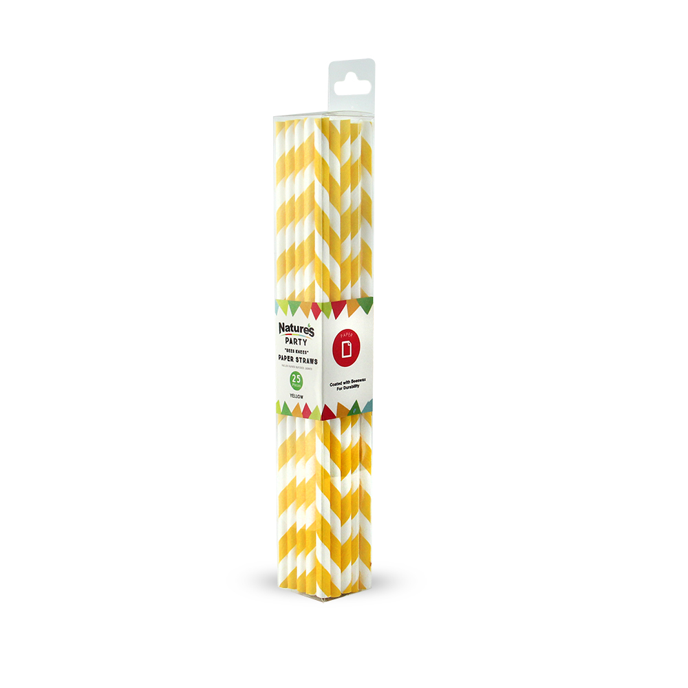 Picture of Natures Party 8NPCHP21YELLOW-nparty043 8 in. Paper Straw Coated with Beeswax&#44; Yellow