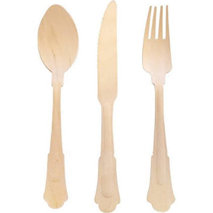 Picture of Natures Party 8NPWRENK24-nparty026 6 in. Timber Dinnerware Cutlery, Assorted - Pack of 24