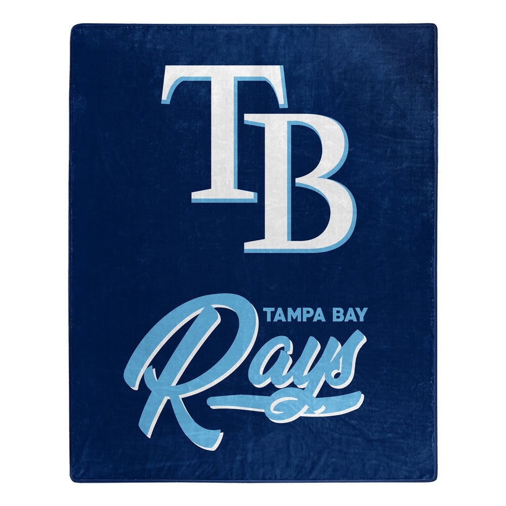1MLB-07070-0028-RET 50 x 60 in. Tampa Bay Rays Signature Raschel Throw Blanket