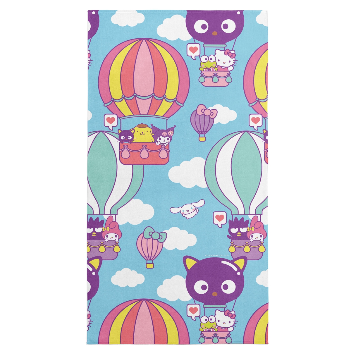 Picture of The Northwest Group 1SAN-69400-0009-RET 60 x 30 in. Sanrio Hello K & Friends Hot Air Trip Printed Beach Towel