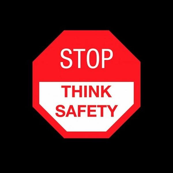 194STS35BL 3 x 5 ft. Stop Think Safety Floor Mat, Black
