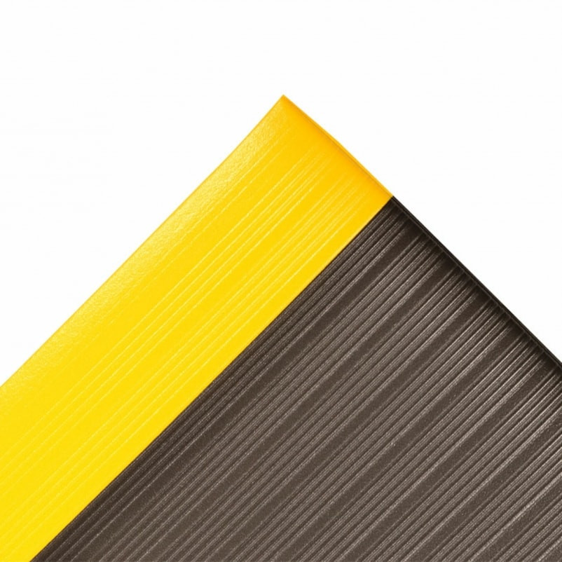 Antifatigue Mat, 30 ft. L x 3 ft. W, 5/8" Thickness, Closed Cell PVC Foam, Corrugated, Black/Yellow