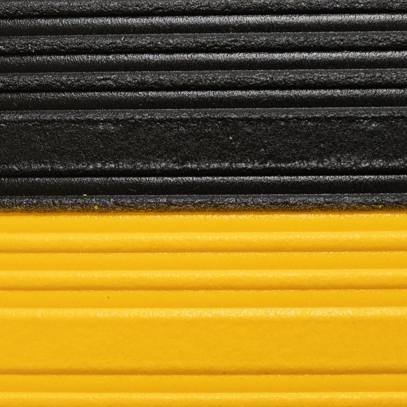 Antifatigue Mat, 12 ft. L x 3 ft. W, 3/8" Thickness, Closed Cell PVC Foam, Corrugated, Black/Yellow