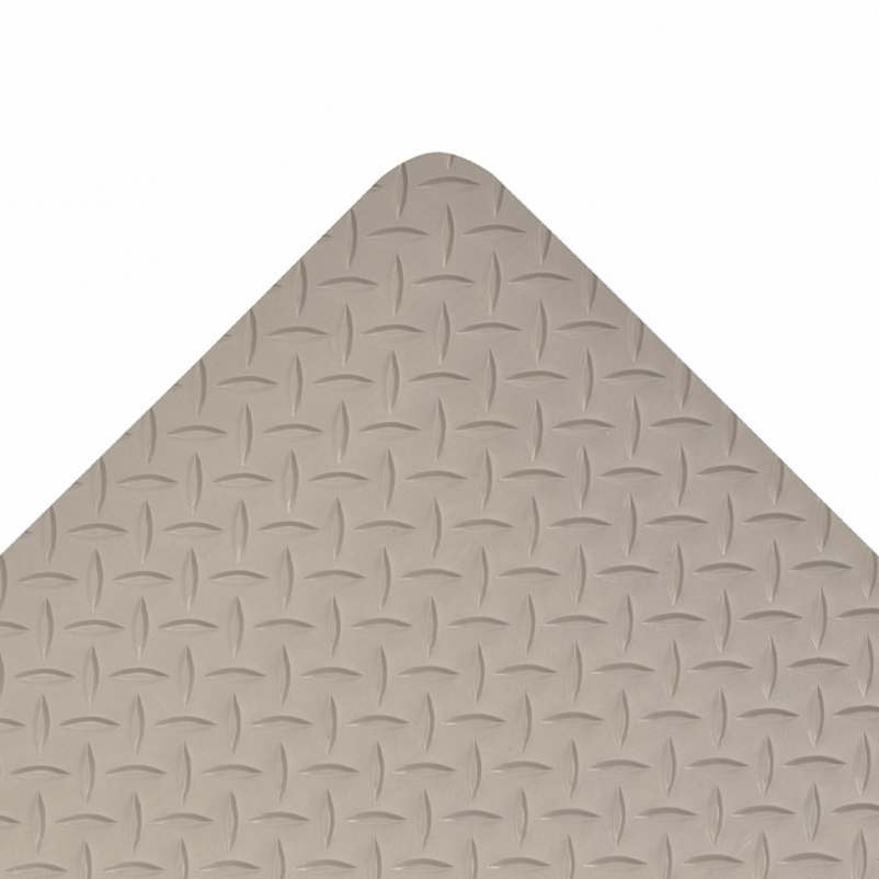 Antifatigue Mat, 12 ft L x 3 ft W, 9/16 in Thickness, Vinyl, Diamond Plate, Gray