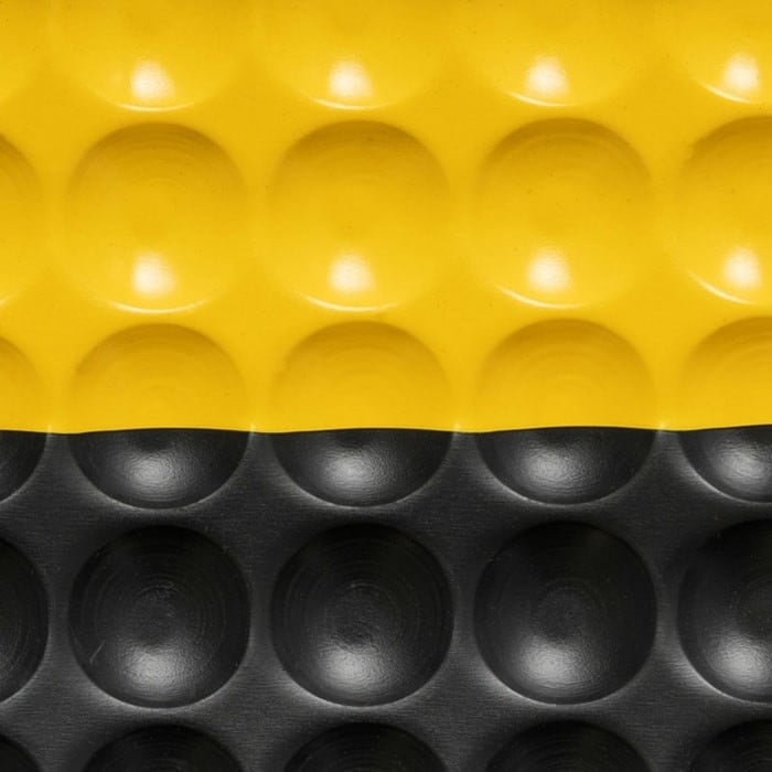 Antifatigue Mat, 3 ft. L x 2 ft. W, 1/2" Thickness, Vinyl, Bubble Top, Black/Yellow