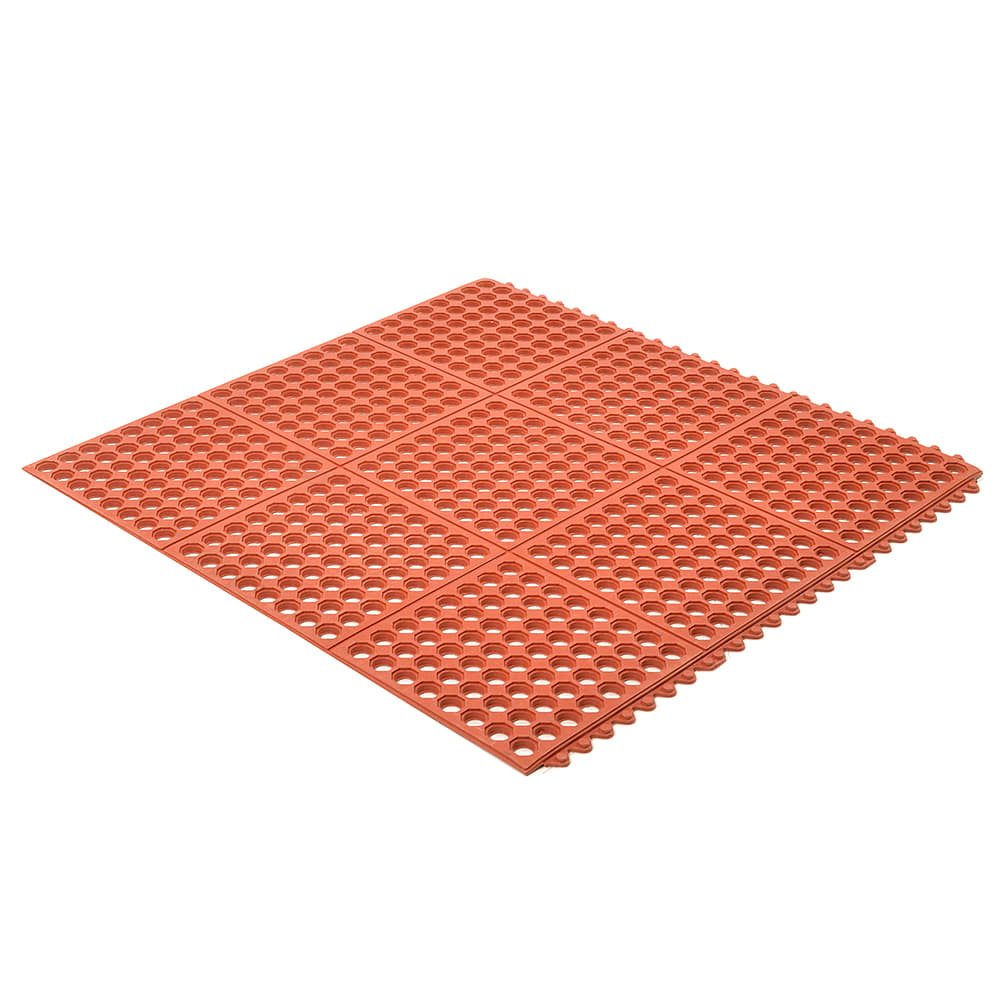 501S0033RD 3 x 3 ft. Cushion Connect Interlocking Anti-Fatigue Floor Mat, Red
