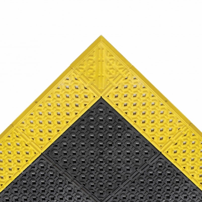 Interlocking Drainage Mat, 3 ft L x 30 in W, 7/8 in Thickness, PVC, Portholes, Black
