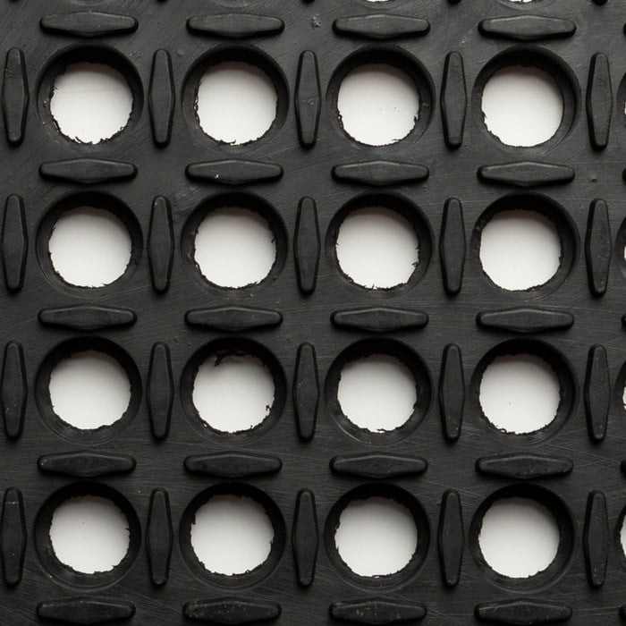 Antifatigue Mat, 3 ft L x 24 in W, 7/8 in Thickness, Rubber, Mini-Diamond Studded Top, Black
