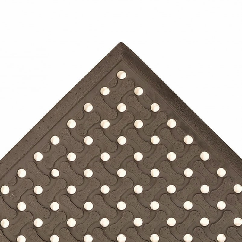 Static Dissipative Floor Mat, Rubber, Drainage Holes, 2 ft. W x 3 ft. L, Black
