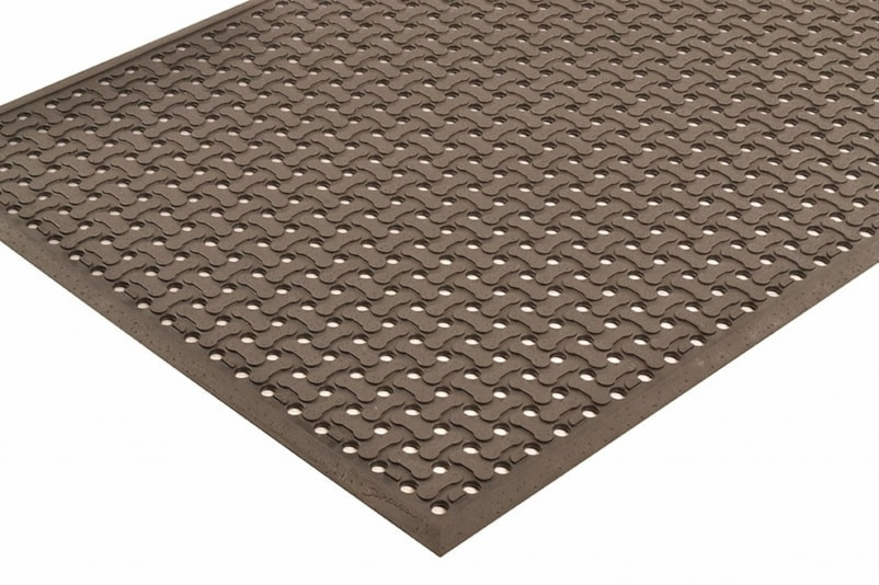 Static Dissipative Floor Mat, Rubber, Drainage Holes, 3 ft. W x 5 ft. L, Black