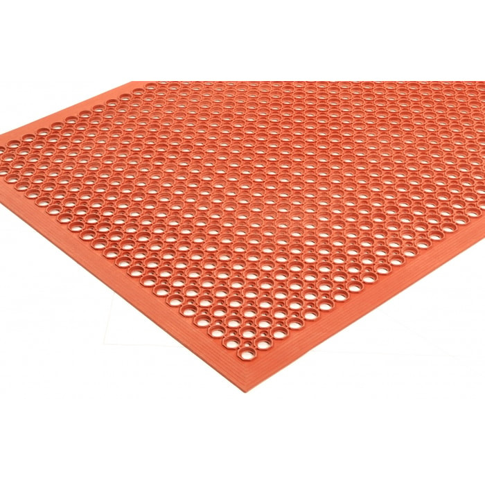 NoTrax 562S0033RD Sanitop Grease-Resistant Floor Mat - 3' x 3', 1/2 Thick, Red