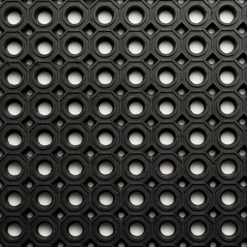 Drainage Entrance Mat, Rubber, 5/32 in Thick, Black, 3 ft W x 5 ft L