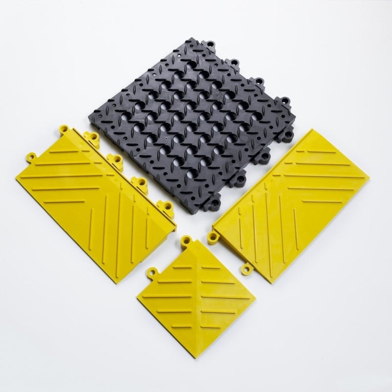 620S3060BY 30 x 60 in. Diamond Flex-Lok 3-Sided Floor Mat, Black & Yellow