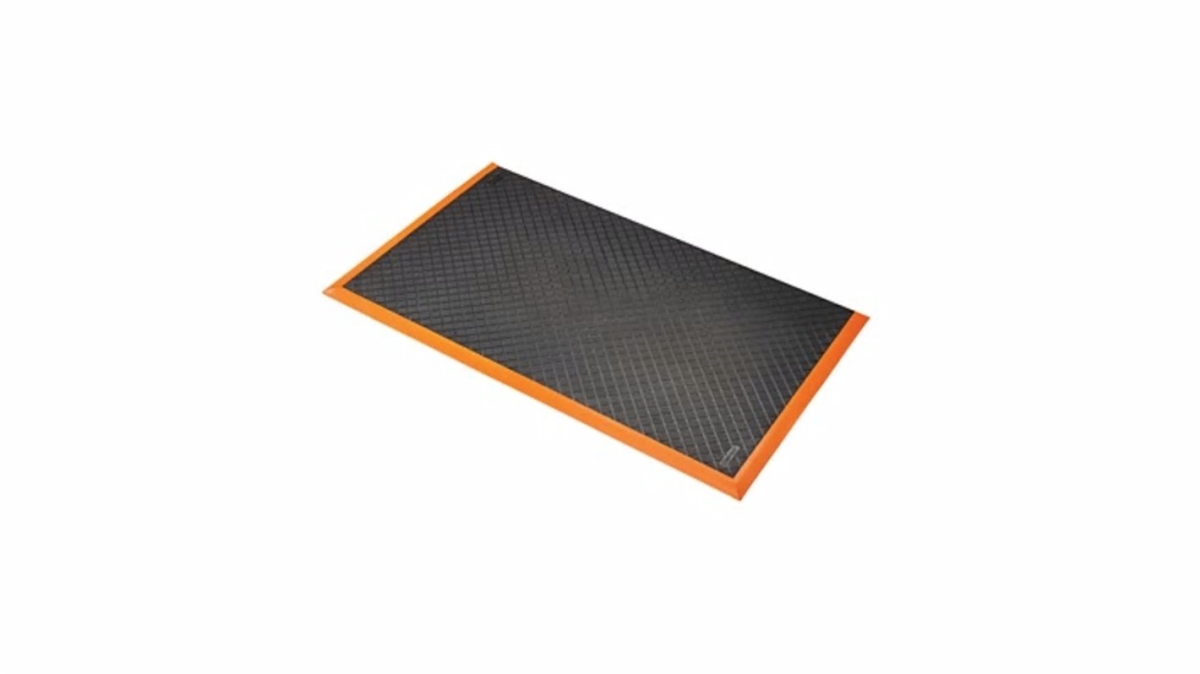 649S2640OB 26 x 40 in. Safety Stance Solid 3-Side Anti-Fatigue Floor Mat, Black & Orange
