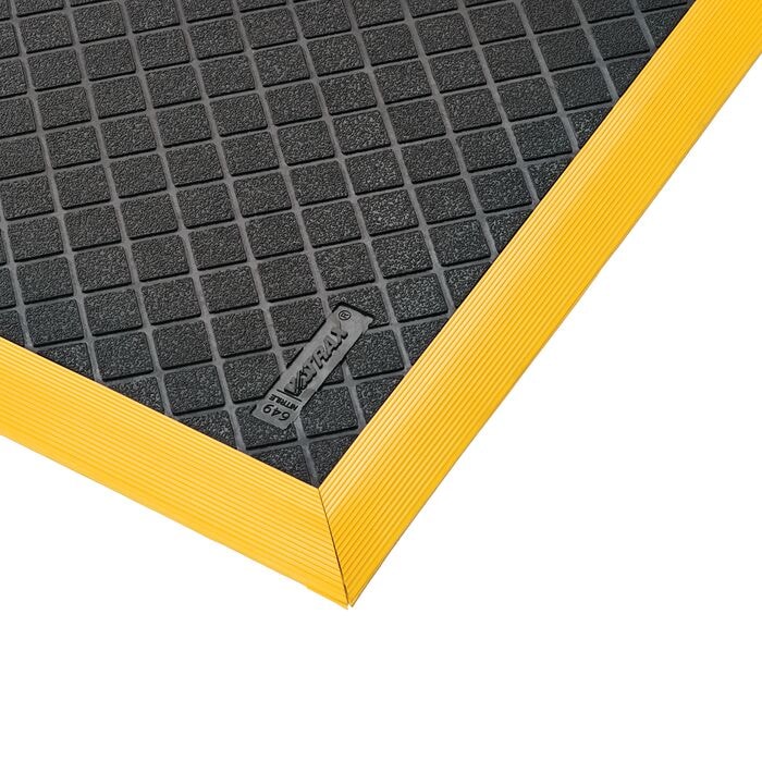 649S3864YB 38 x 64 in. Safety Stance Solid 3-Side Anti-Fatigue Floor Mat, Black & Yellow