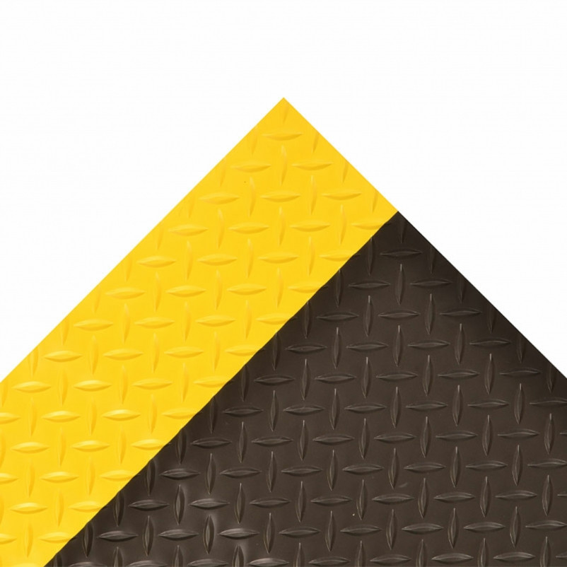 738R0024YB 2 x 75 ft. Anti-Slip Runner Diamond Plate Rubber Mat, Black & Yellow