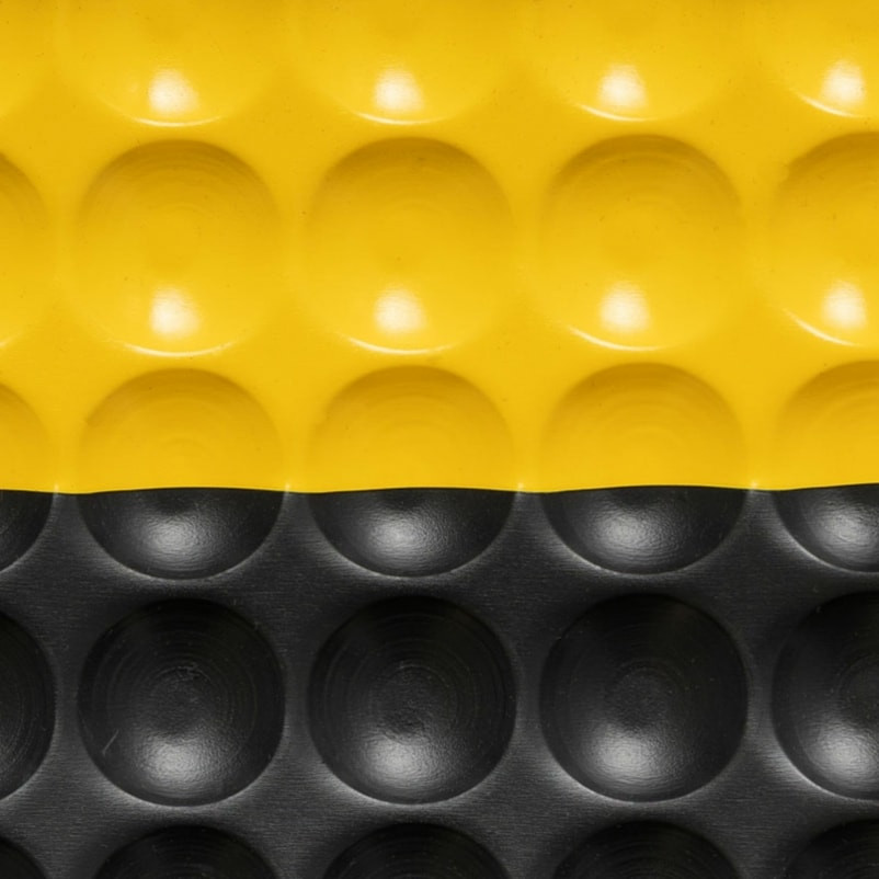 742R0036YB 3 x 75 ft. Bubble Top Floor Protector Runner Mat, Black & Yellow