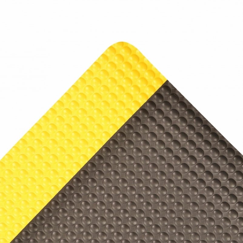 Antifatigue Mat, 5 ft. L x 3 ft. W, 3/4" Thickness, Vinyl, Bubble, Black/Yellow