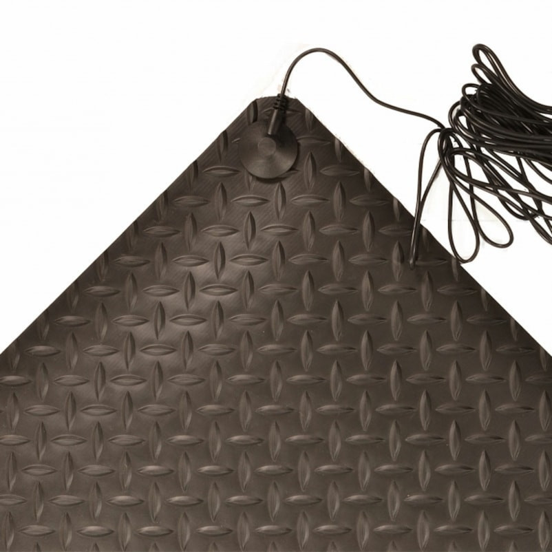 927S0035BL 3 x 5 ft. Diamond Stat Grande Anti Static Floor Mat, Black