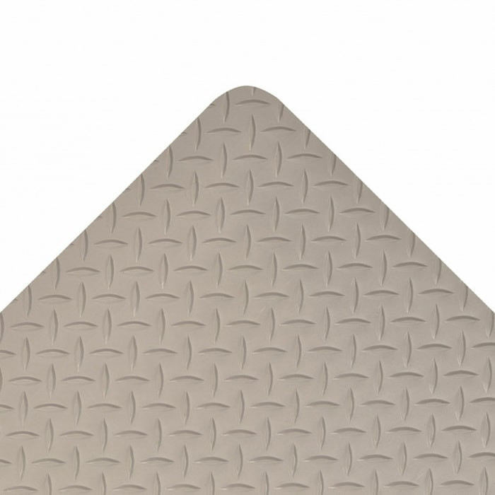Antifatigue Mat, 12 ft. L x 3 ft. W, 1" Thickness, Vinyl, Diamond Plate, Gray