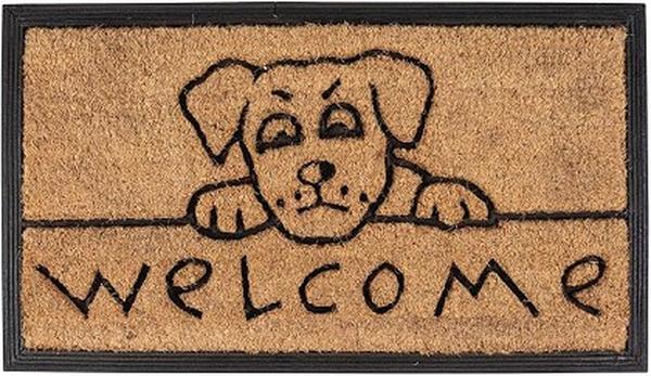 C04S1628DW 16 x 28 in. Coir & Rubber Molded Door Mat, Dog Welcome