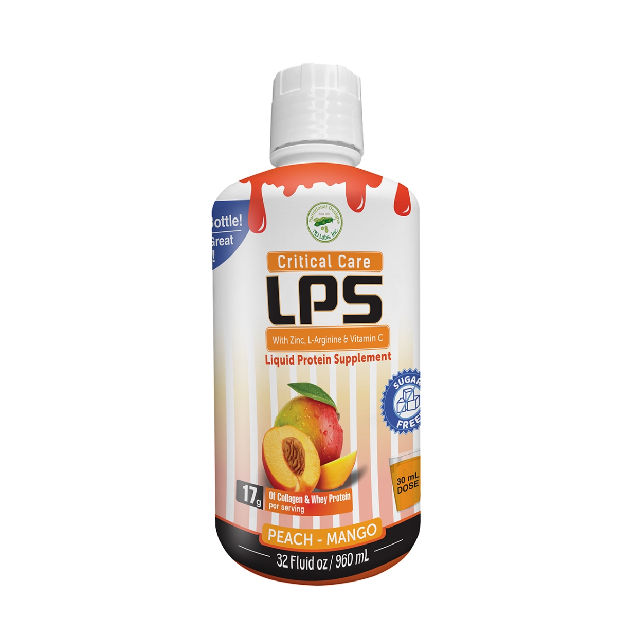 Picture of ND Labs 697-CC-PM-CS 32 oz LPS Critical Care Wound Healing Supplement Bottle&#44; Peach Mango
