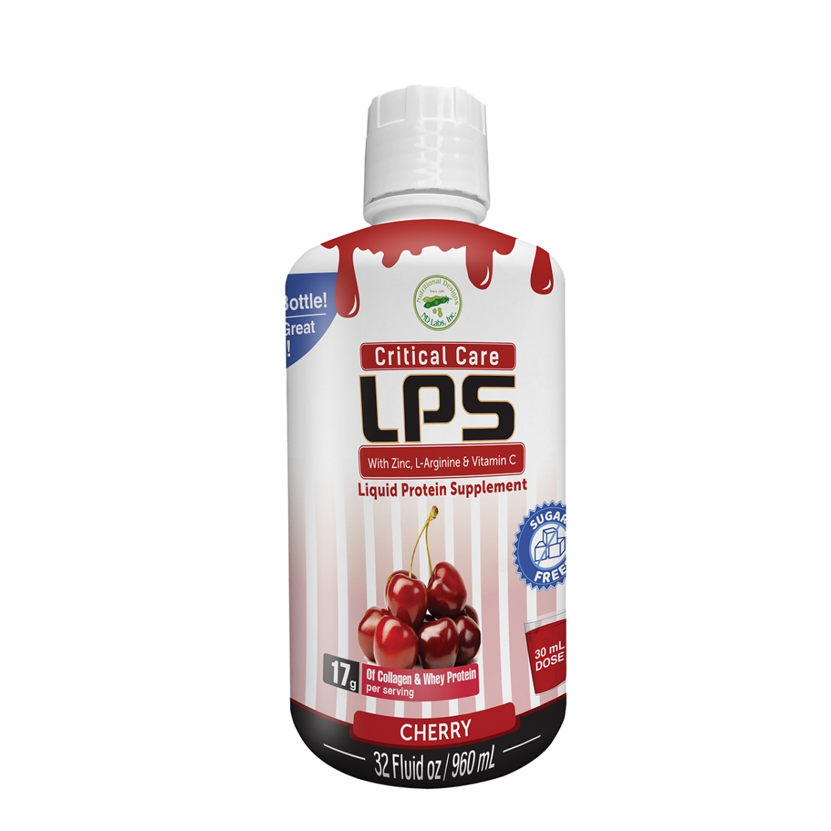 Picture of ND Labs 697-CC-C-CS 32 oz LPS Critical Care Wound Healing Supplement Bottle&#44; Cherry
