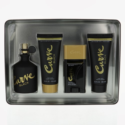 GSMCURVEBLACK4PC4.2 4.2 oz Curve Black Eau De Cologne Spray for Men - 4 Piece