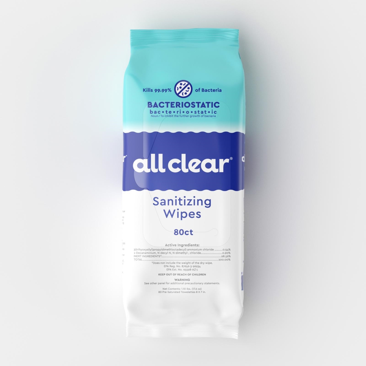 Picture of All Clear 9192 7 x 7 in. EPA Surface Sanitizing Wipes - 80 per Pack - Pack of 4