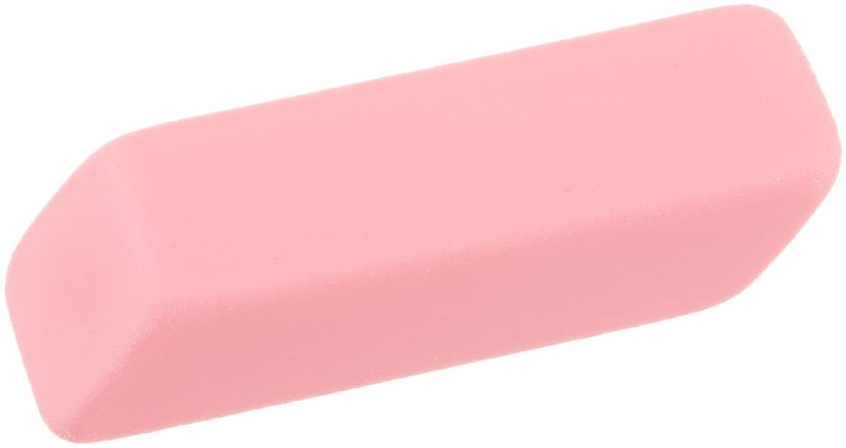 2.125 x 0.75 x 0.25 in. Beveled Eraser, Pink - Large - 12 Per Pack