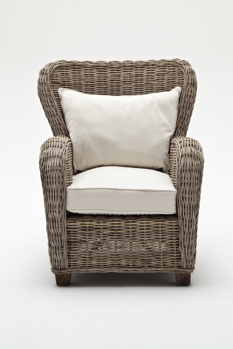 Nova Solo CR42 Wickerworks Queen Chair with Seat & Back Cushions&#44; Natural Grey - 35.43 x 35.04 x 43.31 in.