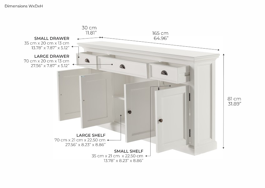Halifax Buffet Console Table, Classic White