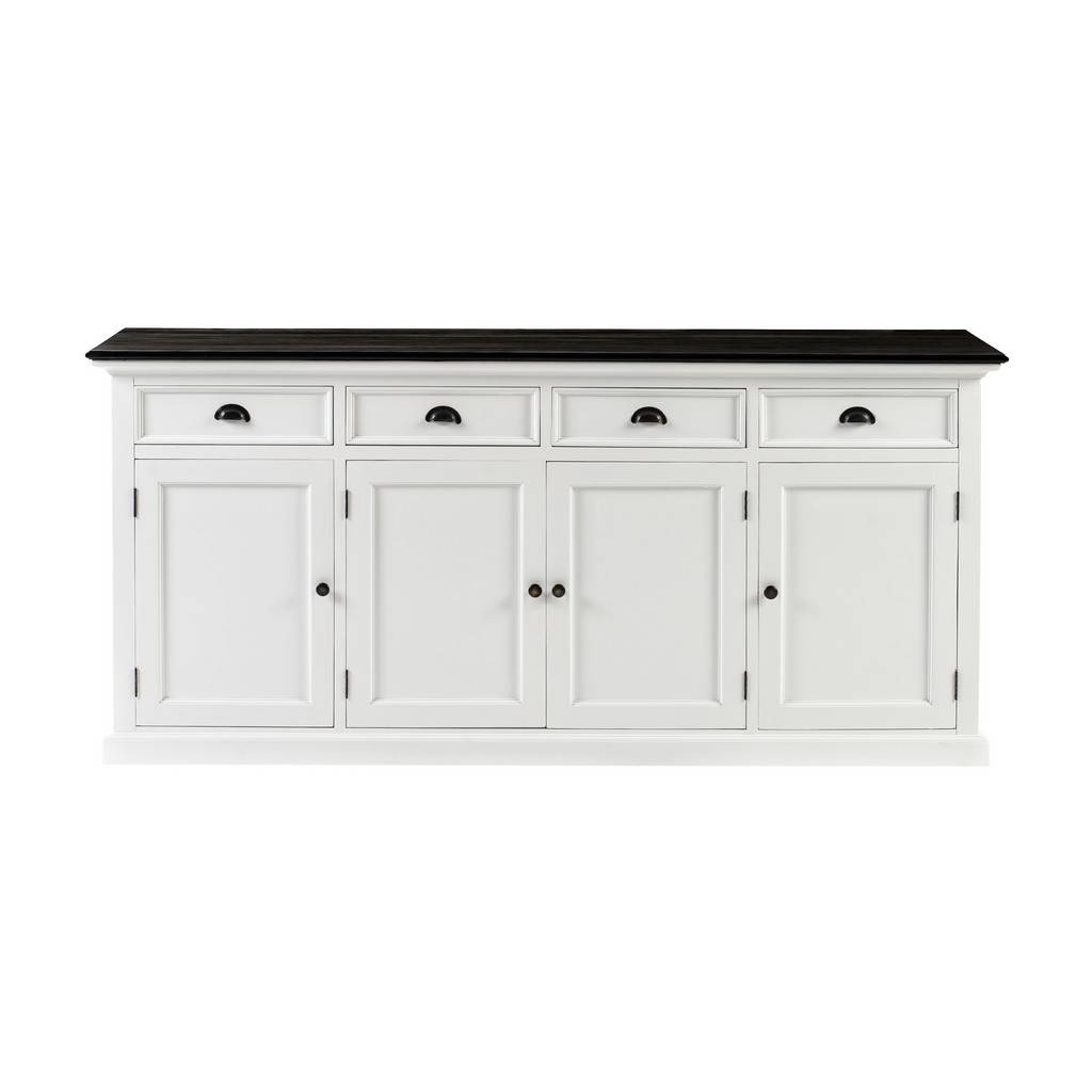 Wood Halifax Mahogany Buffet with 4 Doors 3 Drawers, White & Black