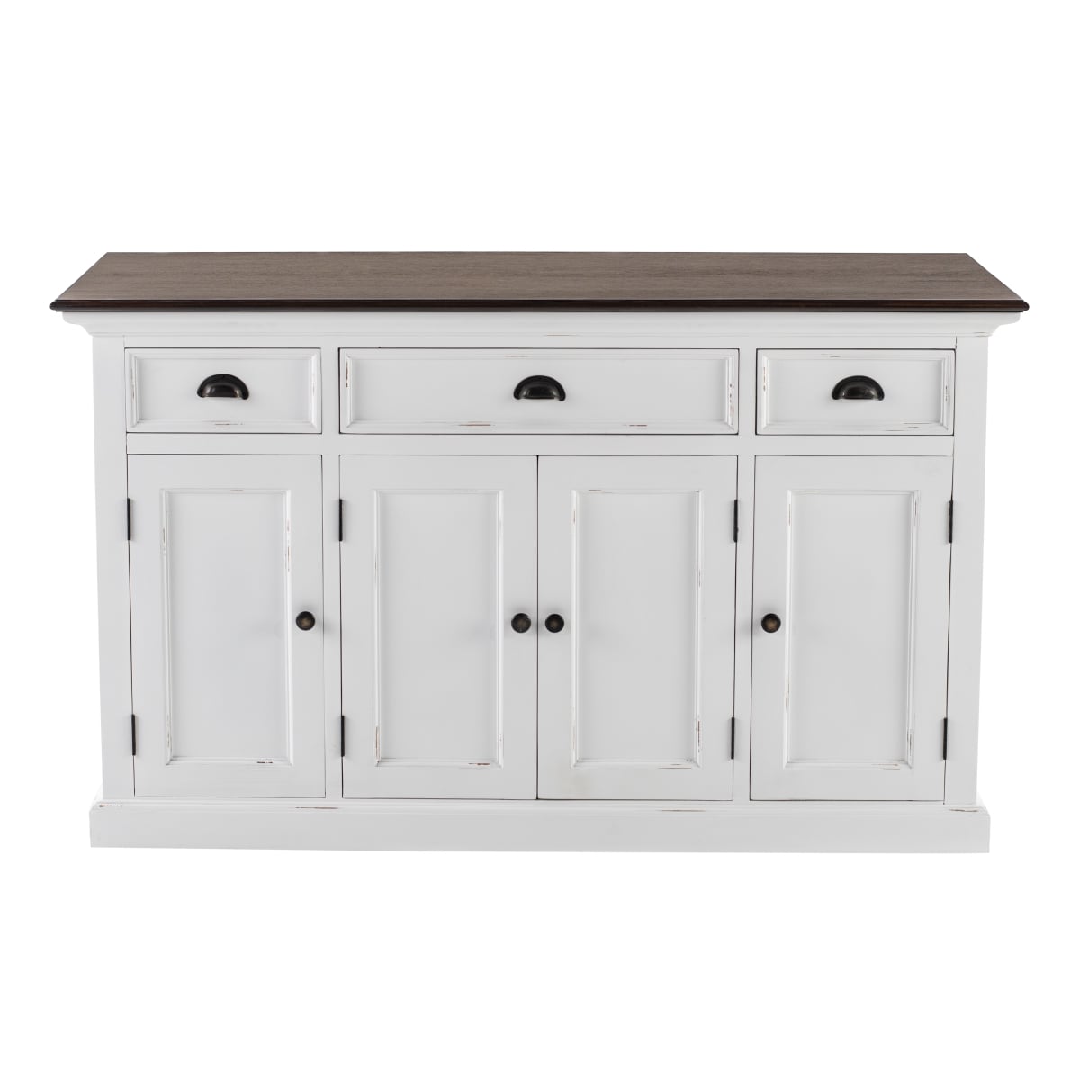 B192TWD Buffet with 4 Doors & 3 Drawers, White Distress & Deep Brown
