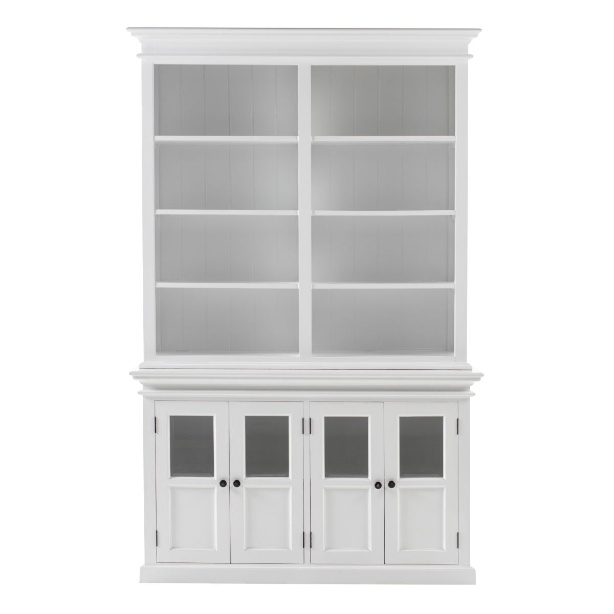 BCA612 Hutch Unit with 4 Glass Doors, Classic White