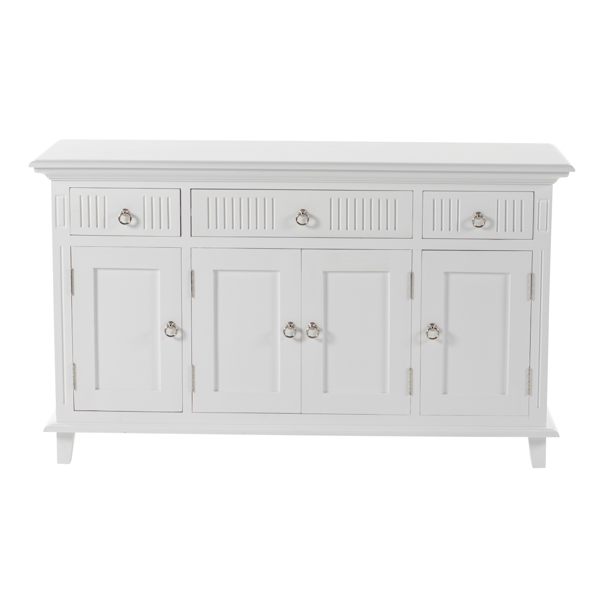 57.09 x 19.69 x 33.46 in. Buffet with 4 Doors & 3 Drawers, Classic White