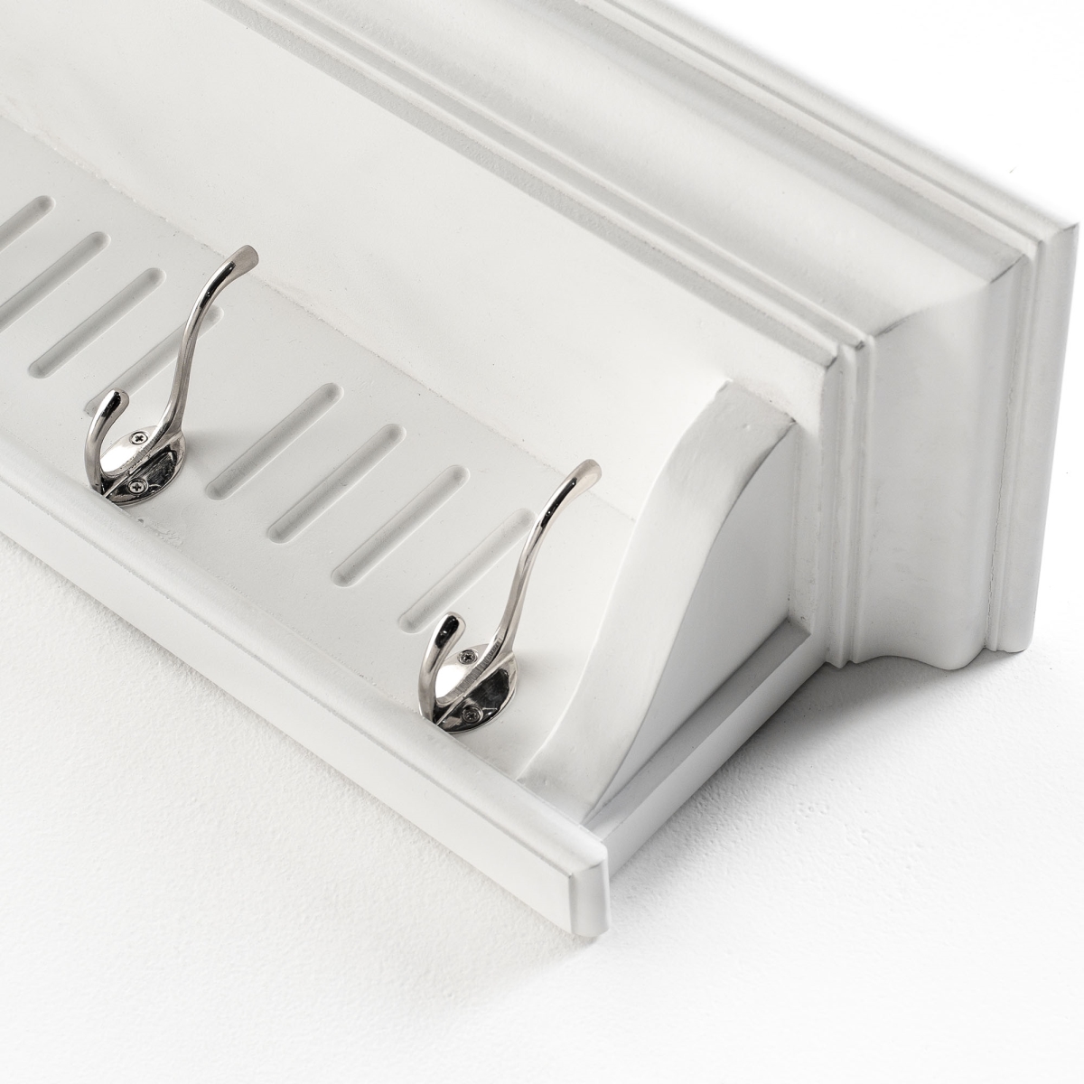 Skansen Coat Rack - White - 8 Hooks - Fully Assembled - Solid Mahogany