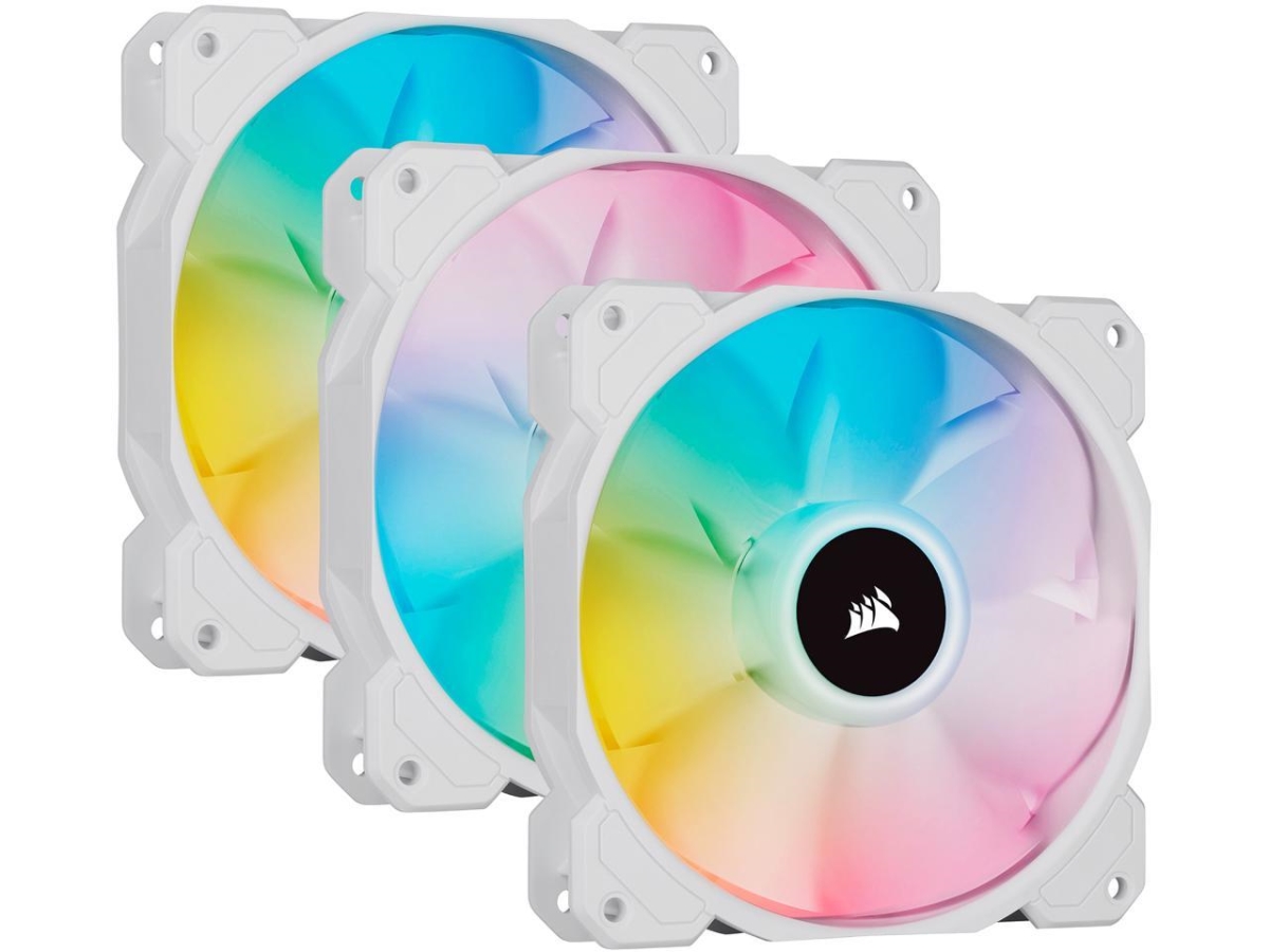 Picture of Corsair CO-9050137-WW iCUE SP120 RGB Elite Performance 120 mm White PWM Triple Fan Kit with iCUE Lighting Node