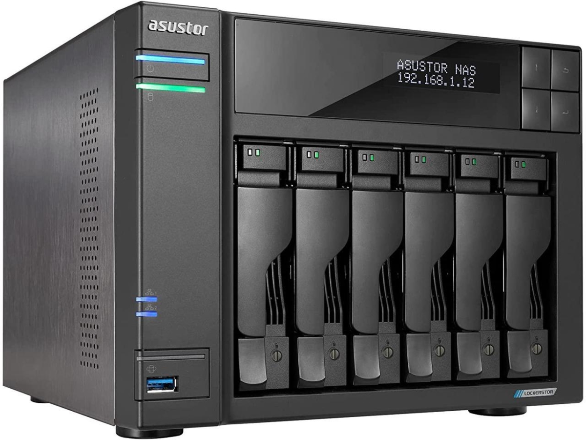 Picture of Asustor AS6706T Lockerstor 6 Gen2-4Bay NAS, Quad-Core 2.0GHz CPU Dual 2.5GbE Ports 8GB DDR4 Four M.2 Solid State Drive Slots
