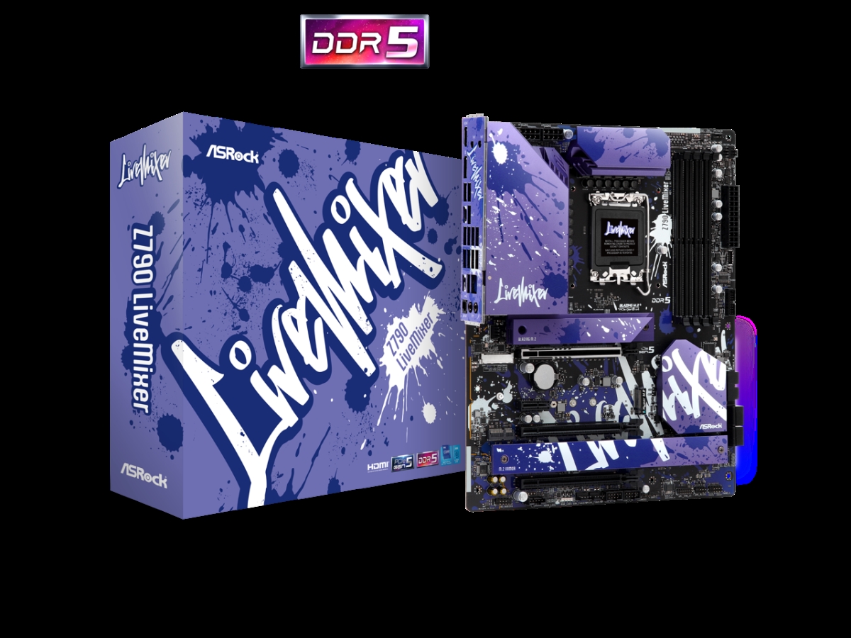 Picture of Asrock Z790 LiveMixer Intel LGA1700 ATX 4-Slots DDR5 PCIE 5.0 x16 5 M.2 Slots 2.5GB Lan 7.1 Nahimic Audio Front USB3.2 Gen2X2 Type-C Mainboard