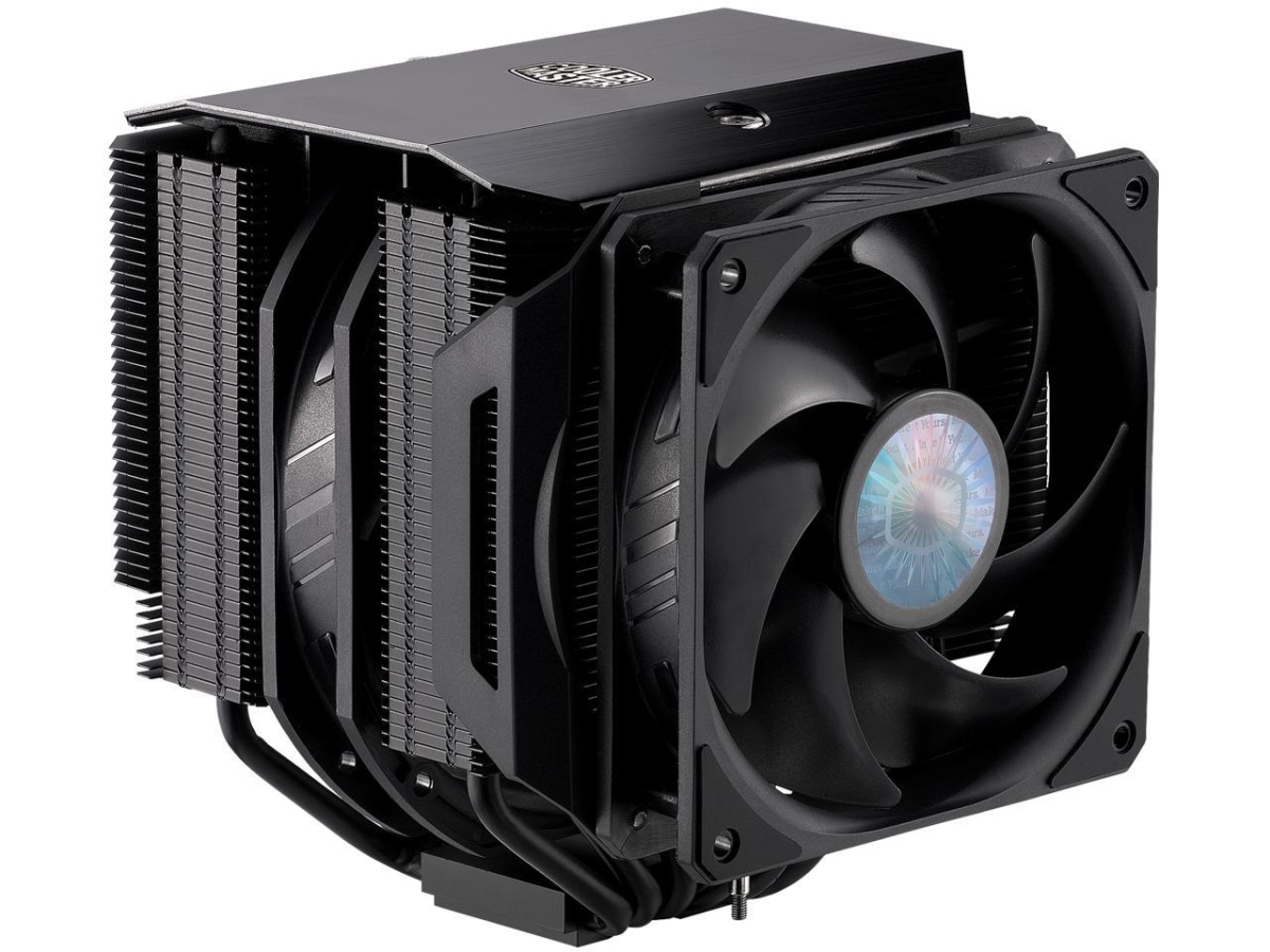 Picture of Cooler Master MAM-D6PS-314PK-R1 MasterAir MA624 Stealth CPU Air Cooler with 6 Heat Pipe, Nickel Plated Base, Push-Pull, Dual SickleFlow 140mm Fans for AMD Ryzen, Intel 1200, 1151 Series
