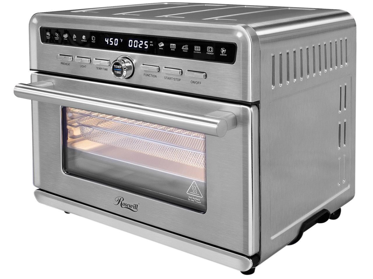 Picture of Rosewill RHTO-20001 26.4 qt. Air Fryer Convection Toaster Oven with Stainless Steel Exterior & 4 Tray Accessories