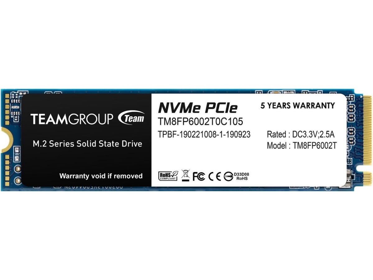 Picture of Team Group TM8FP6002T0C101 MP33 M.2 2280 2TB PCIe 3.0 x 4 with NVMe 1.3 3D NAND Internal Solid State Drive