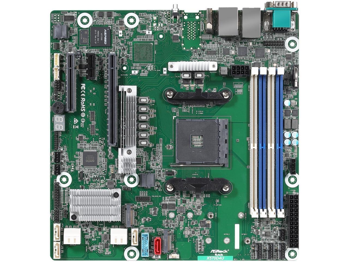 Picture of ASRock Rack X570D4U AMD AM4 PGA 1331 Dual GLANmicro-ATX Server Motherboard